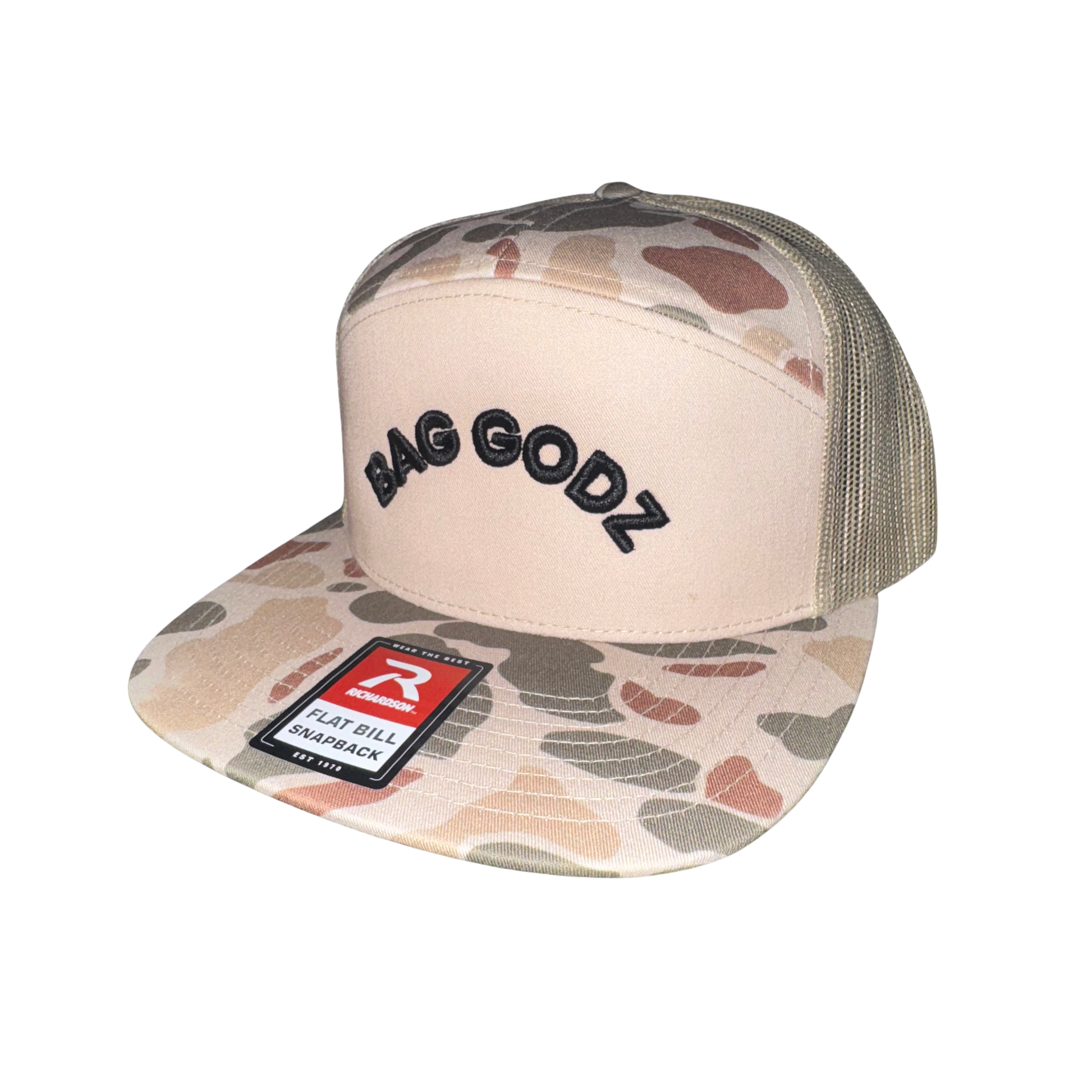 Brown Camo Baggodz Richardson Flat bill - 7 Panel Snap Back