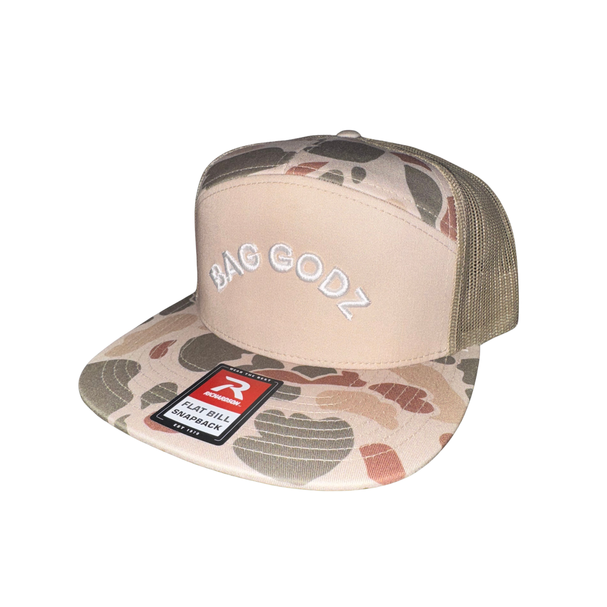 Brown Camo Baggodz Richardson Flat bill - 7 Panel Snap Back