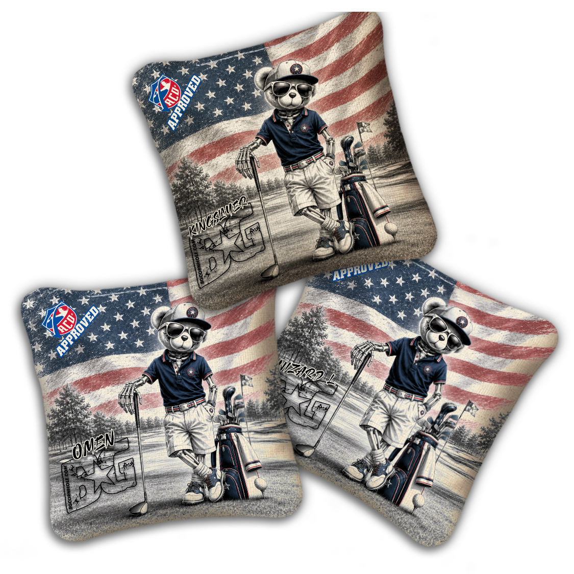 2027 ACO - BG Multiple Bag Models "FAIRWAY FREEDOM" - Pro Stamped Cornhole Bags - SET OF 4 BAGS