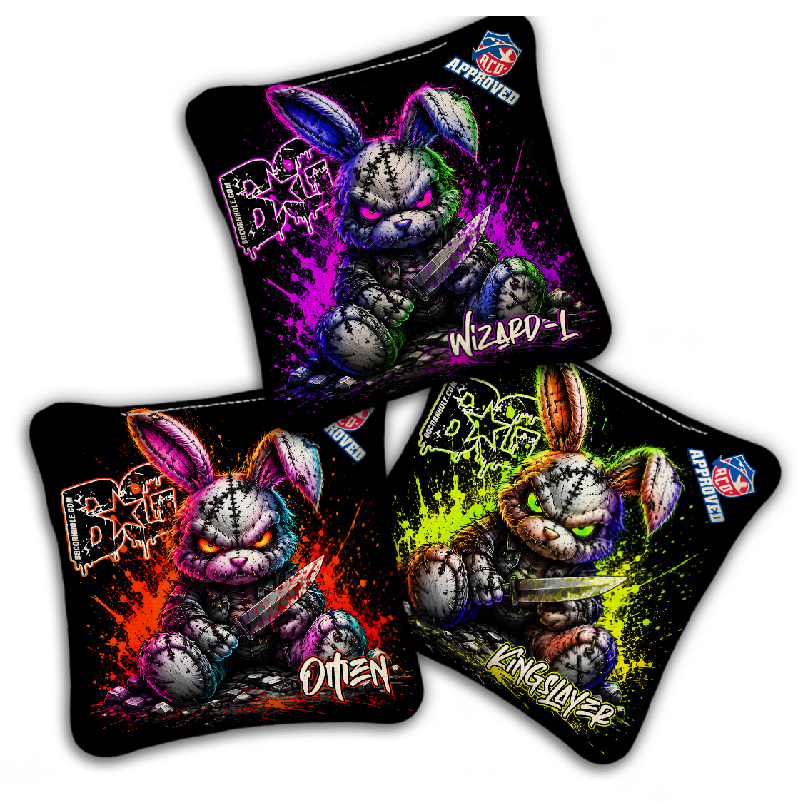 2027 ACO Stamped Cornhole Bags - BG Multiple Bag Models "BAD BUNNY" - SET OF 4 BAGS