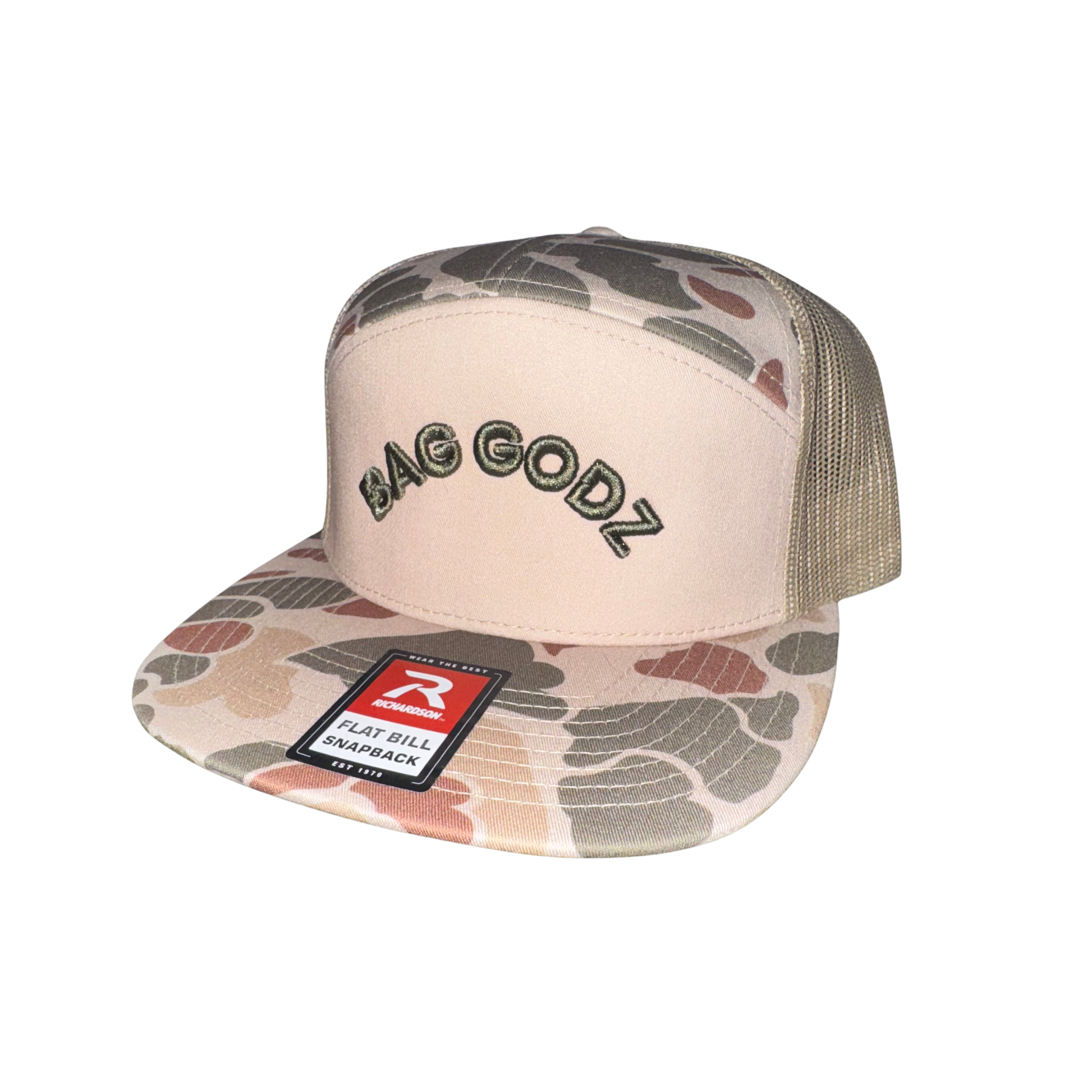 Brown Camo Baggodz Richardson Flat bill - 7 Panel Snap Back