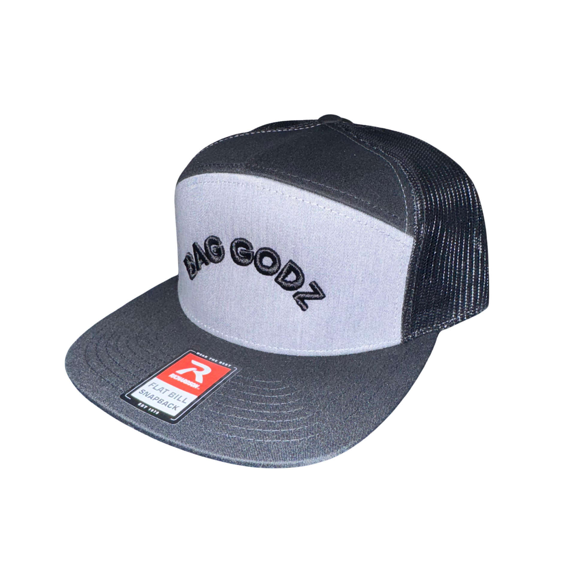 Black/Grey - BG/Baggodz Richardson Flat bill - 7 Panel Snap Back