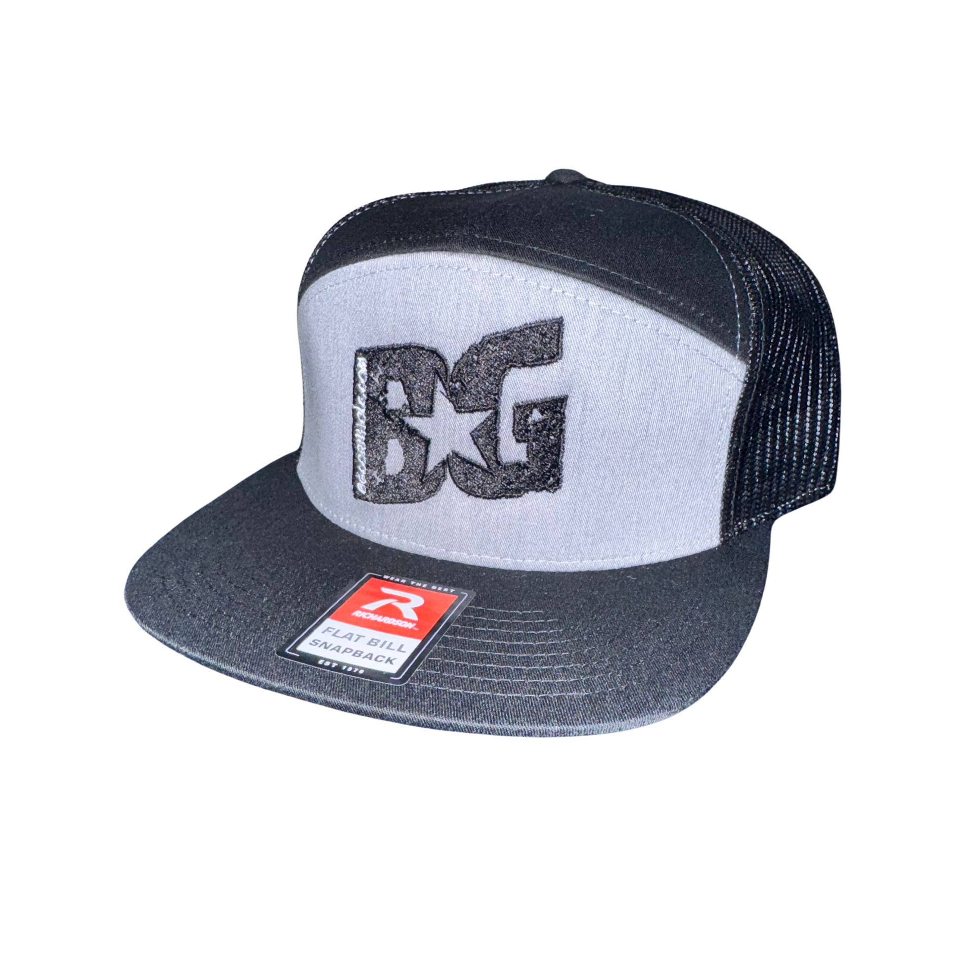 Black/Grey - BG/Baggodz Richardson Flat bill - 7 Panel Snap Back