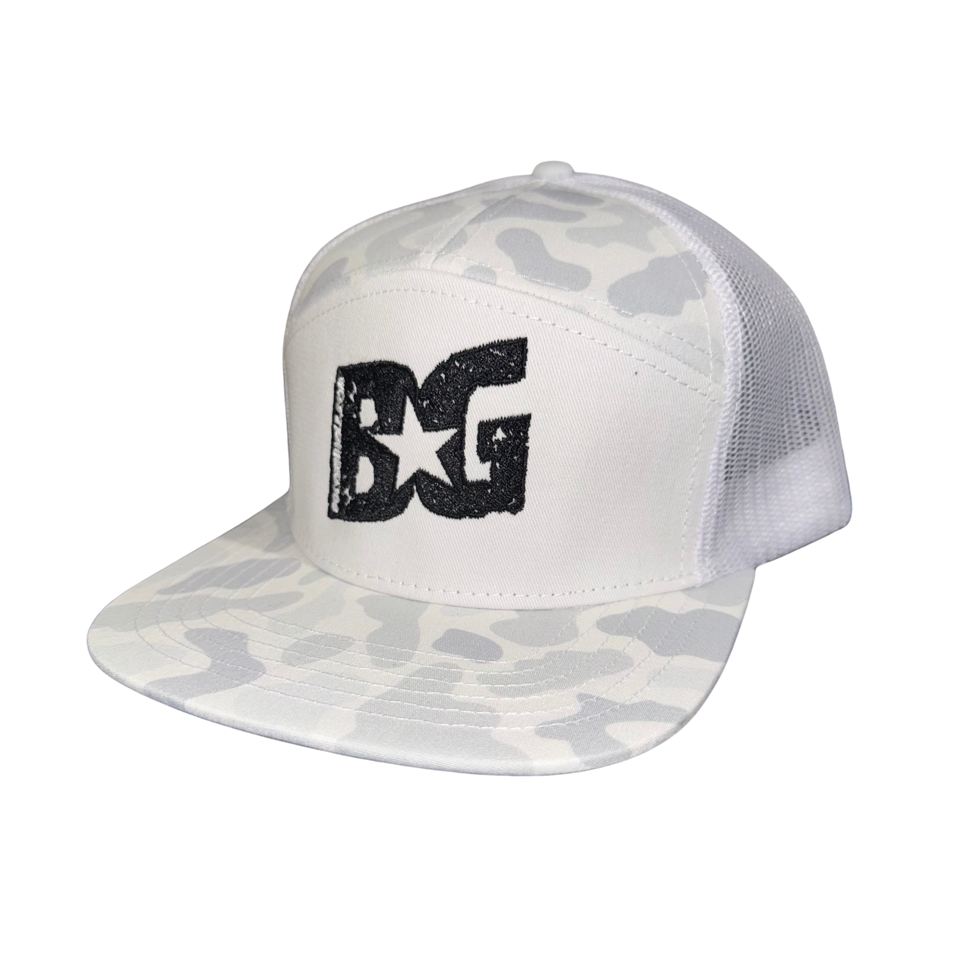 White Camo BG Richardson Flat bill - 7 Panel Snap Back