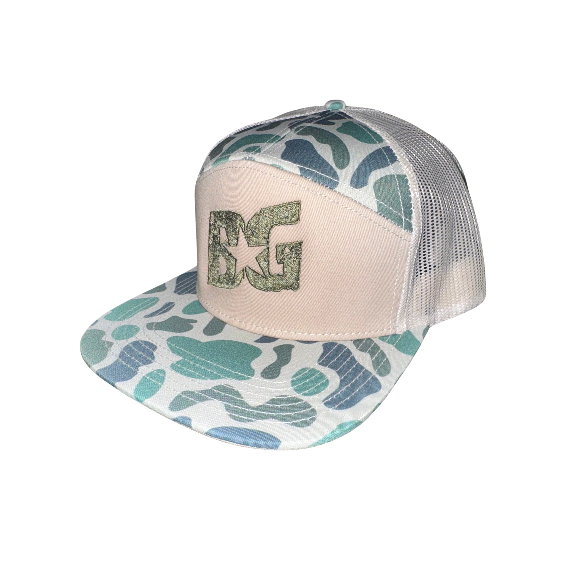 Green Camo BG Richardson Flat bill - 7 Panel Snap Back