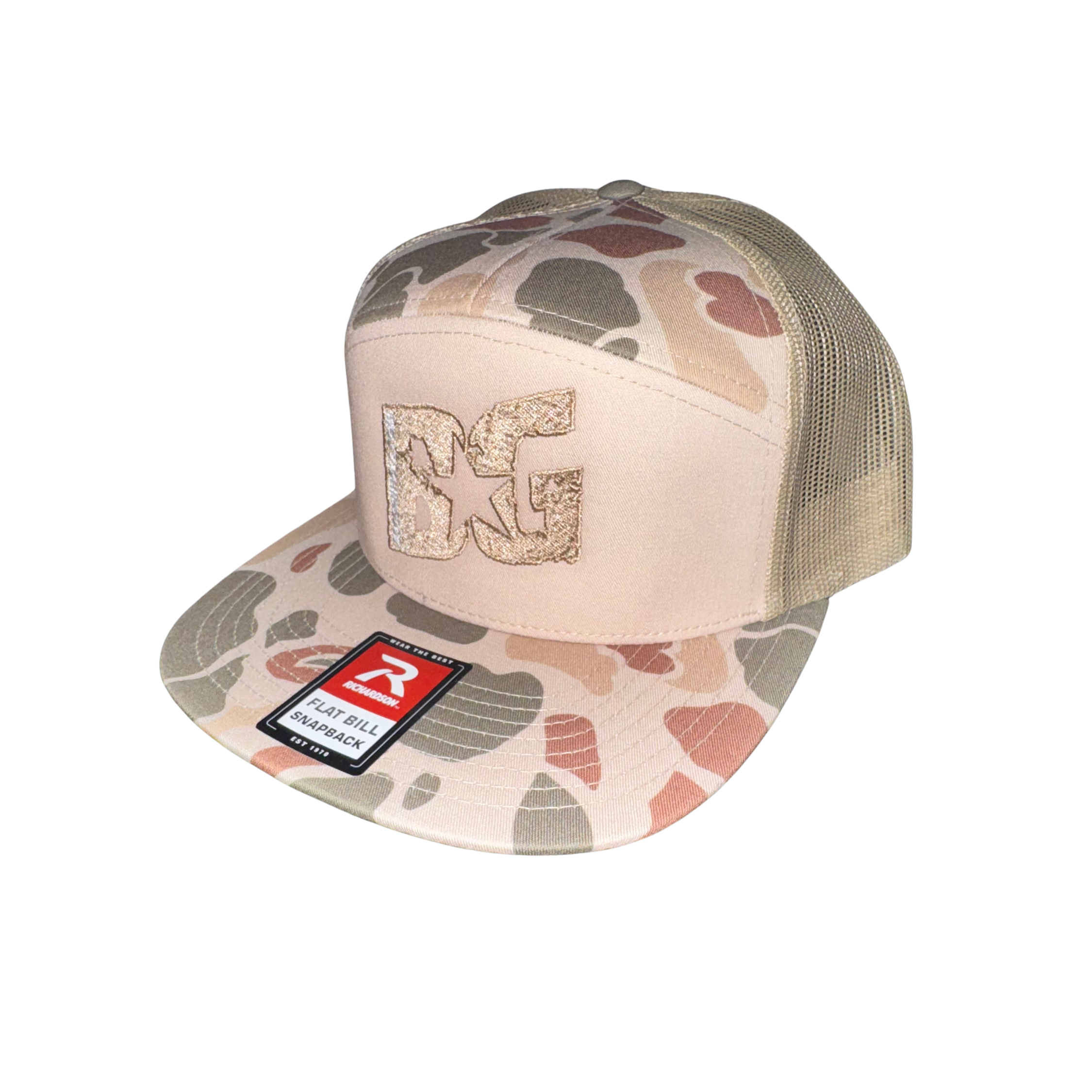 Brown Camo BG Richardson Flat bill - 7 Panel Snap Back
