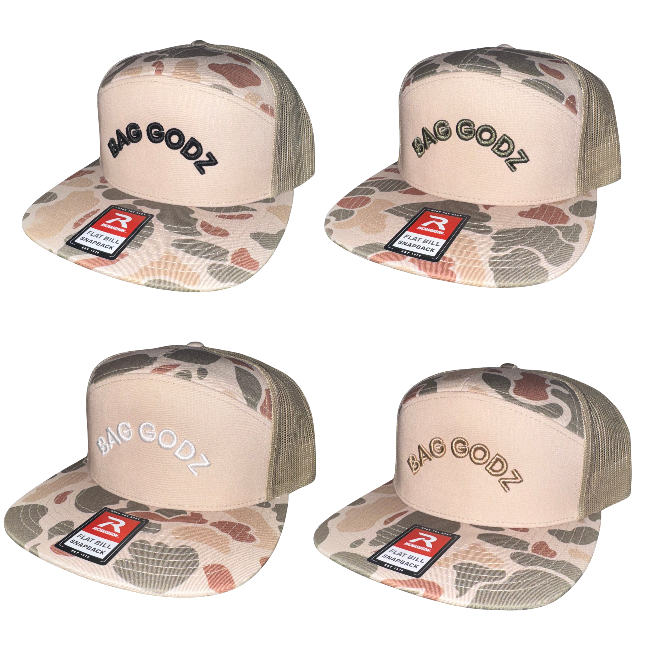 Brown Camo Baggodz Richardson Flat bill - 7 Panel Snap Back
