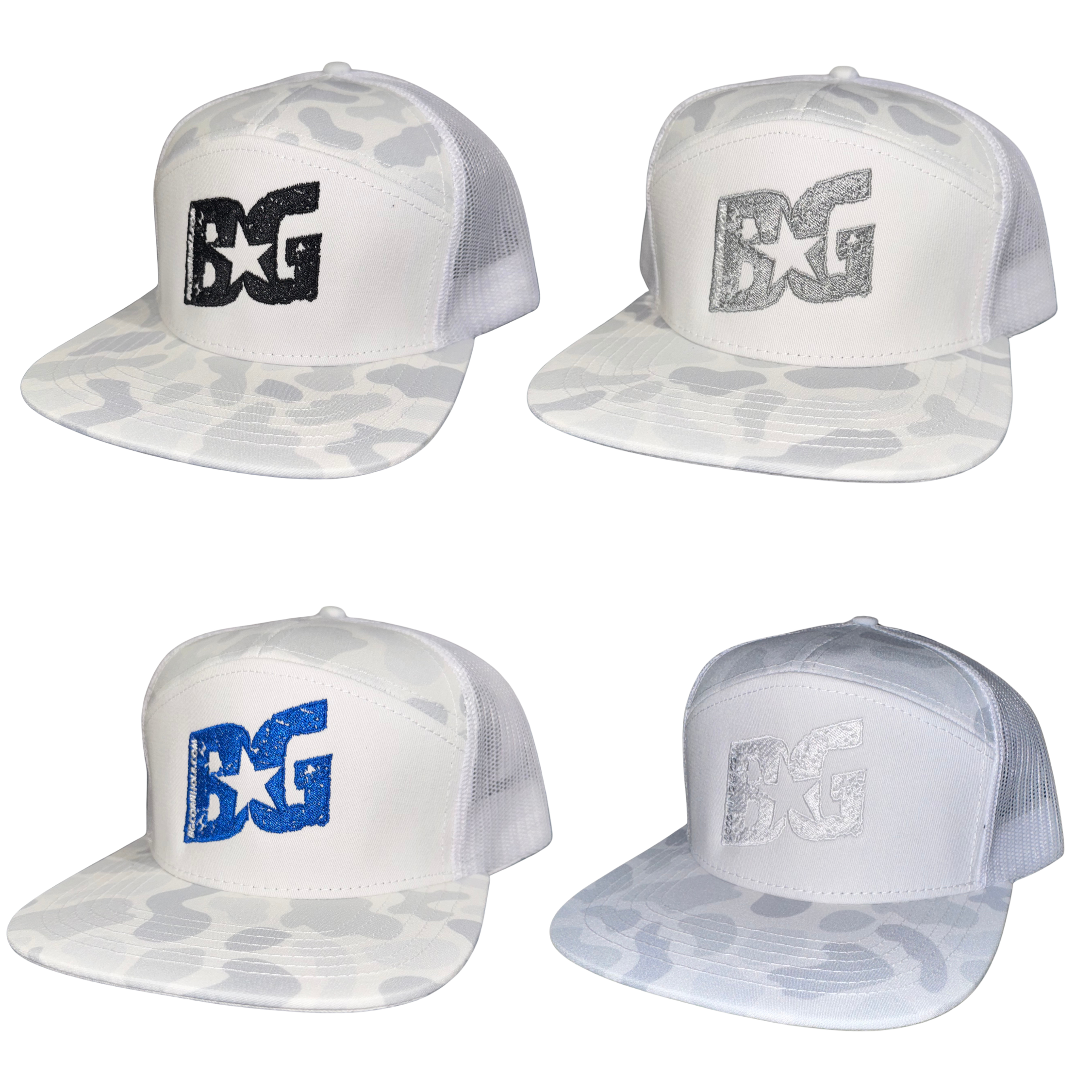 White Camo BG Richardson Flat bill - 7 Panel Snap Back