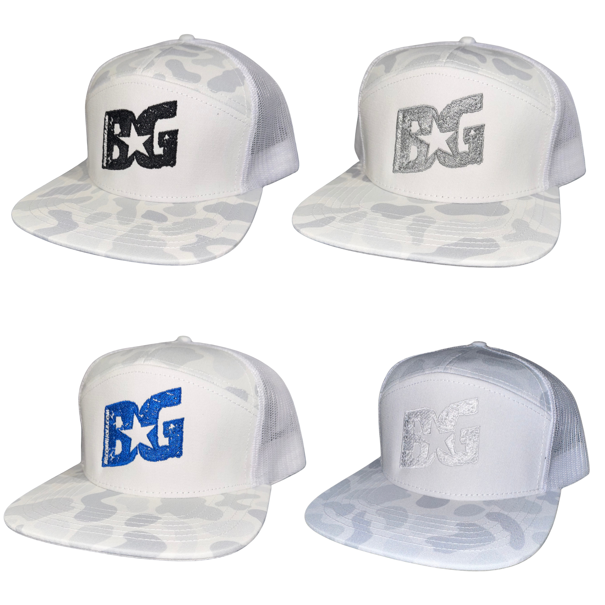 White Camo BG Richardson Flat bill - 7 Panel Snap Back