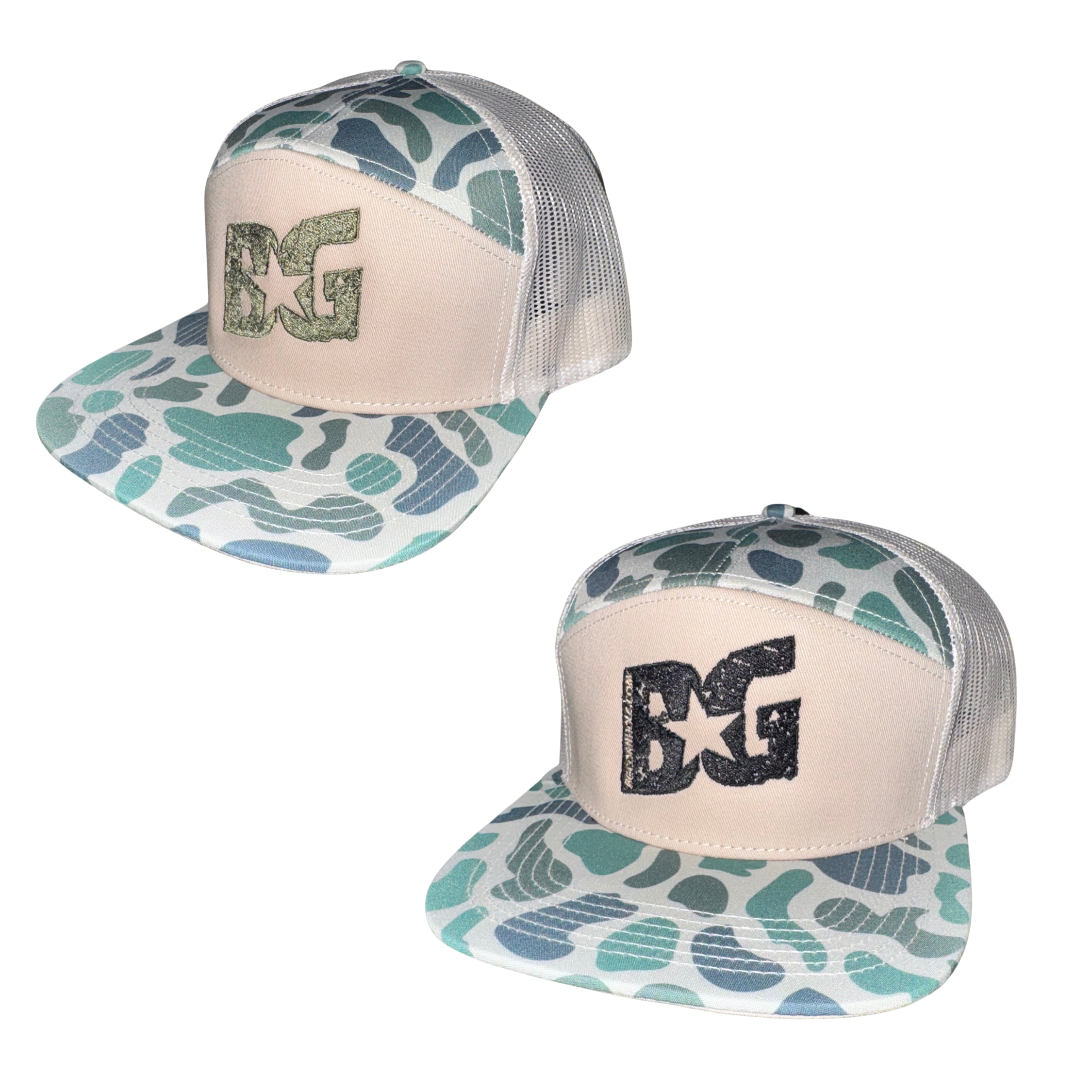 Green Camo BG Richardson Flat bill - 7 Panel Snap Back