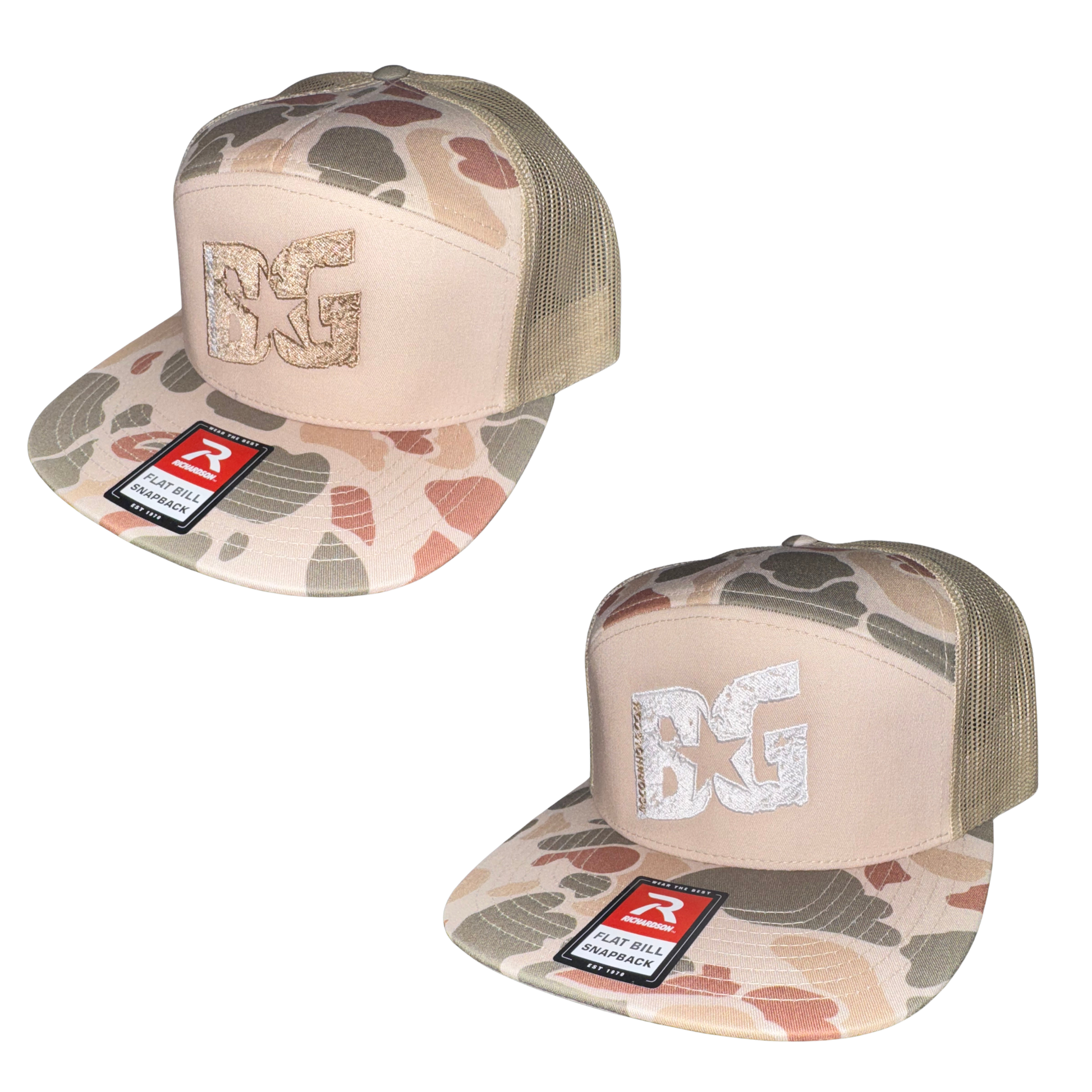 Brown Camo BG Richardson Flat bill - 7 Panel Snap Back