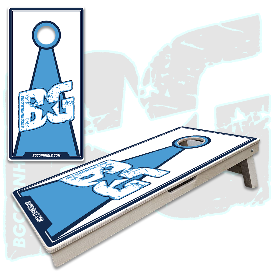 BG Light Blue/Navy Cornhole Boards - Backyard Boards