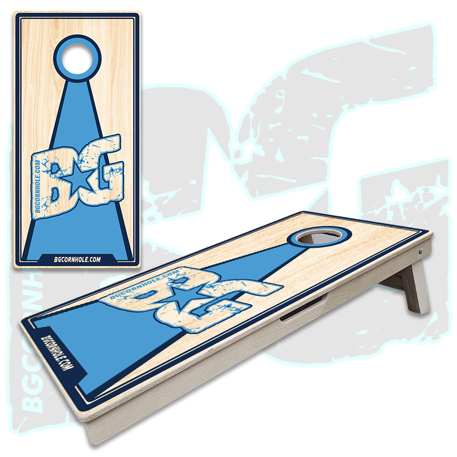 BG Light Blue/Navy Cornhole Boards - Backyard Boards