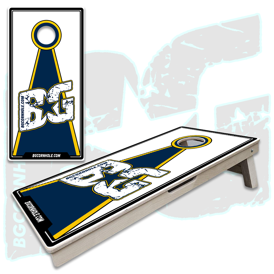 BG Navy Blue/Yellow Cornhole Boards - Backyard Boards
