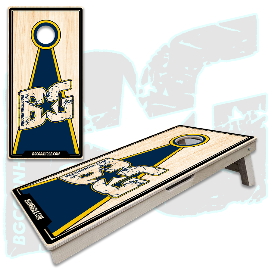 BG Navy Blue/Yellow Cornhole Boards - Backyard Boards