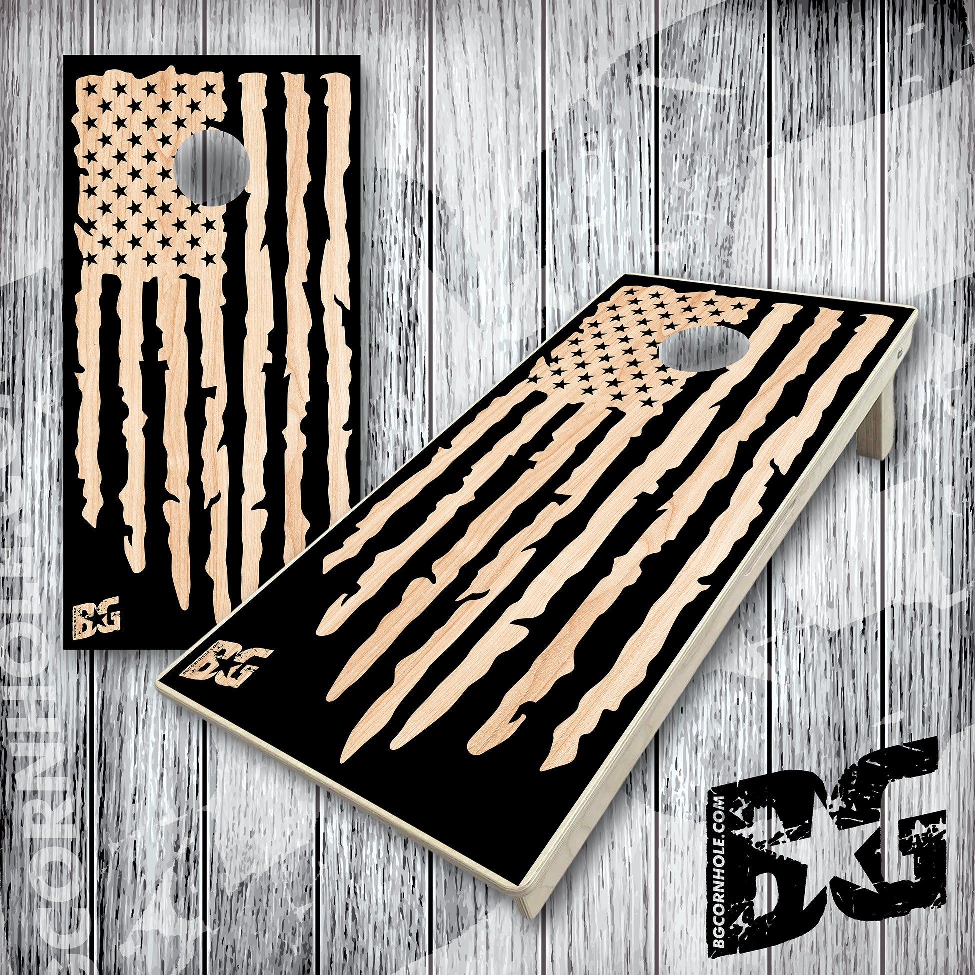 BG "BW American Flag" Cornhole Boards - Elite Model