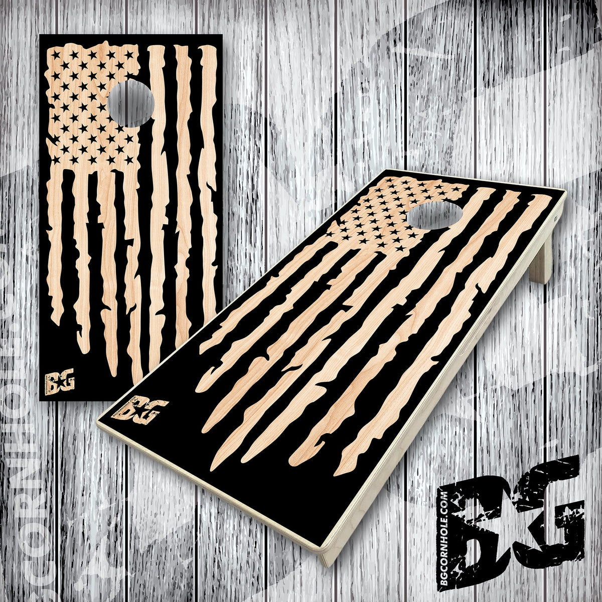 BG "BW American Flag" Cornhole Boards - Elite Model