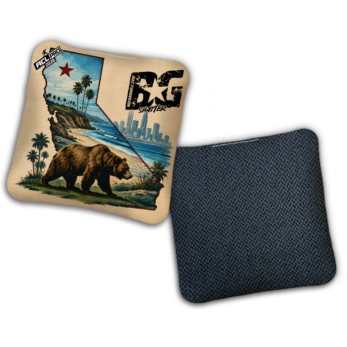 2026 BG Multiple Bag Models "Cali Bear" - ACL Pro Stamped Cornhole Bags - SET OF 4 BAGS
