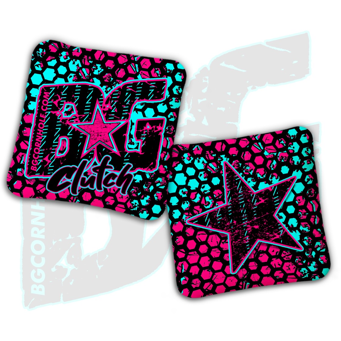 BG Multiple Bag Models  - "Neon Honeycomb" - Non Stamped Cornhole Bags - SET OF 4 bags