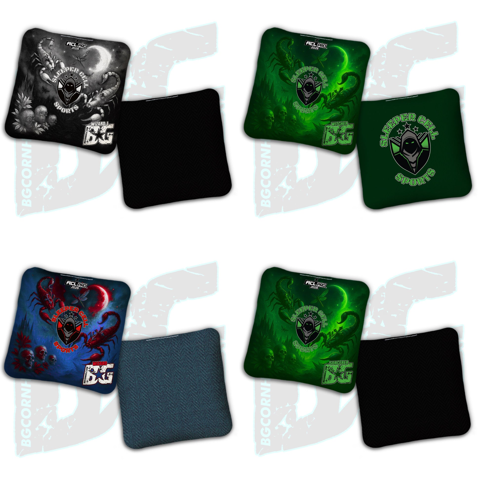 2026 BG Multiple Bag Models "Sleeper Cell Sports” Collab - ACL Pro Stamped Cornhole Bags - SET OF 4 BAGS