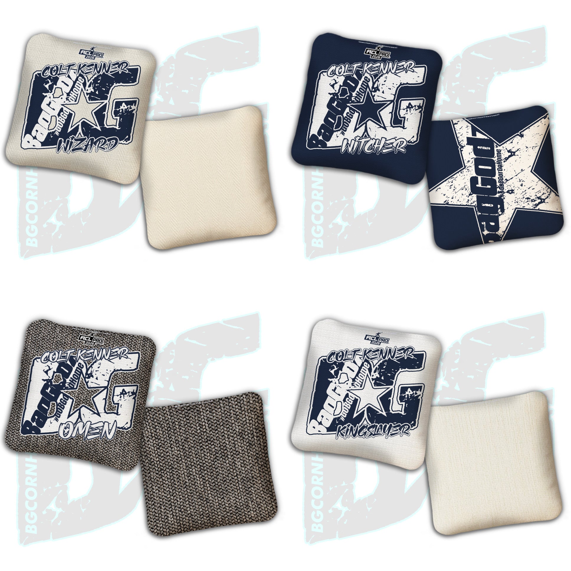 2026 BG Multiple Bag Models  - "Colt Kenner” - ACL Pro Stamped Cornhole Bags - SET OF 4 BAGS