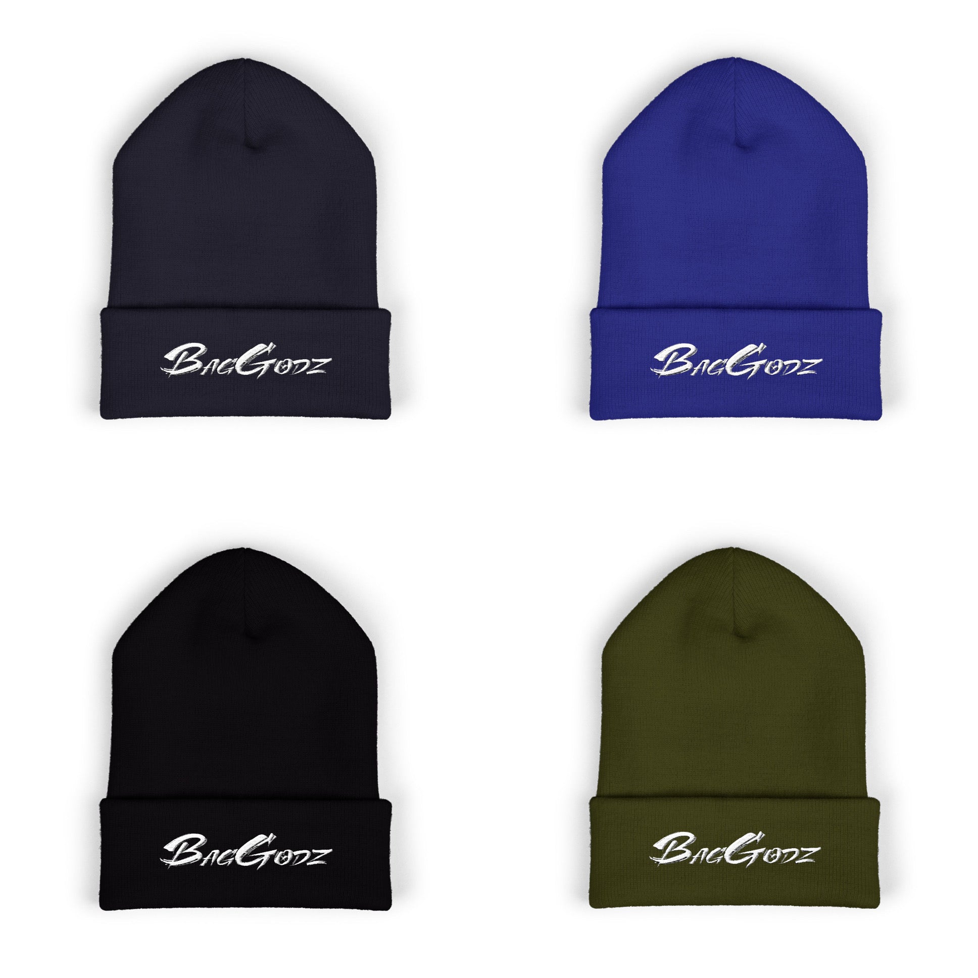 White BagGodz Classic Cuffed Beanie (Embroidery) - Multiple Colors
