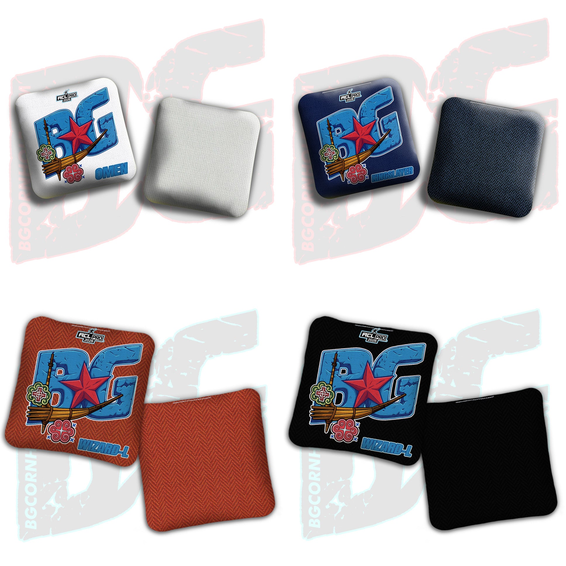 2026 BG "Hmong Symbols" - Multiple Bag Types - ACL Pro Stamped Cornhole Bags - SET OF 4 BAGS