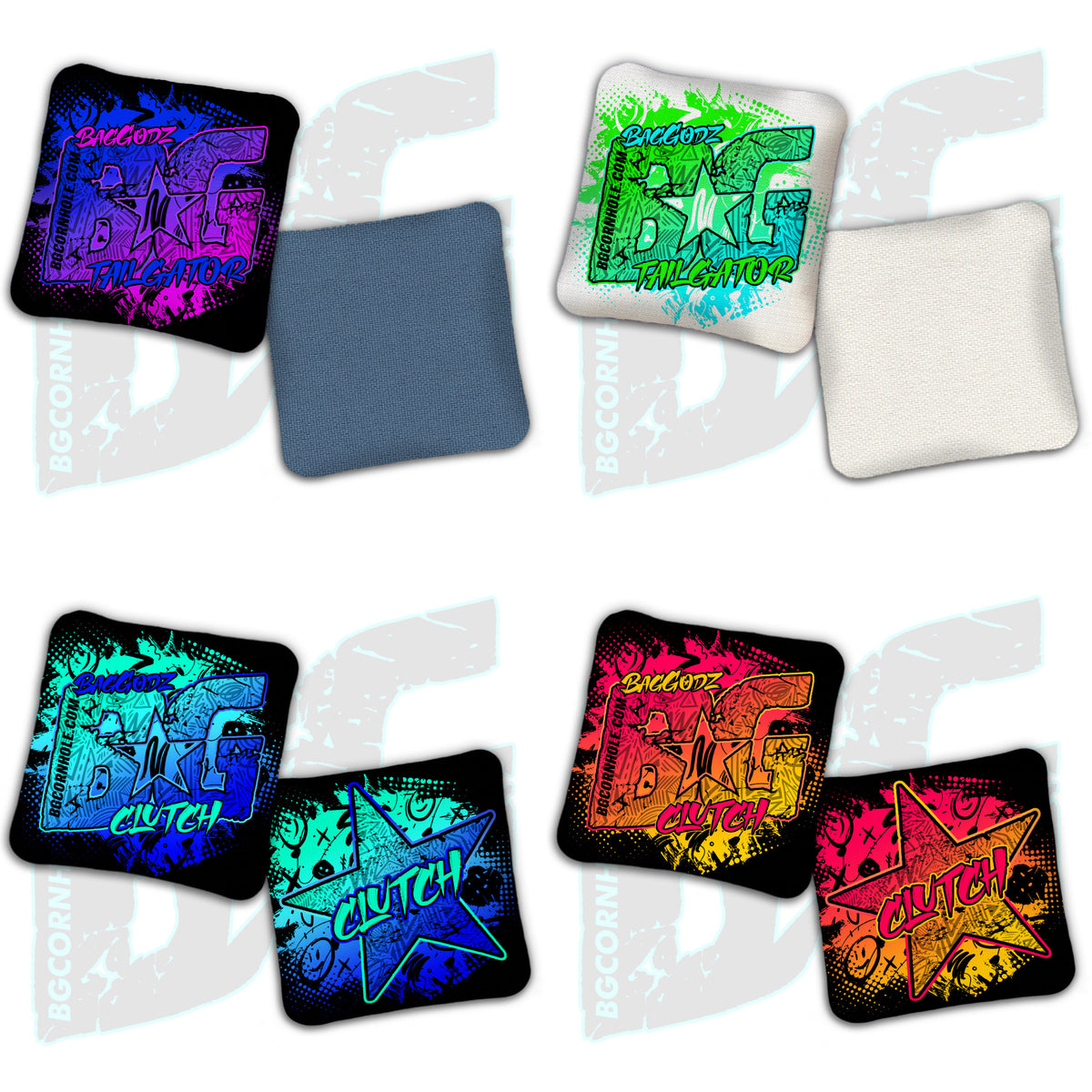 BG Multiple Bag Models  - "Hyper Ink" - Non Stamped Cornhole Bags - SET OF 4 bags