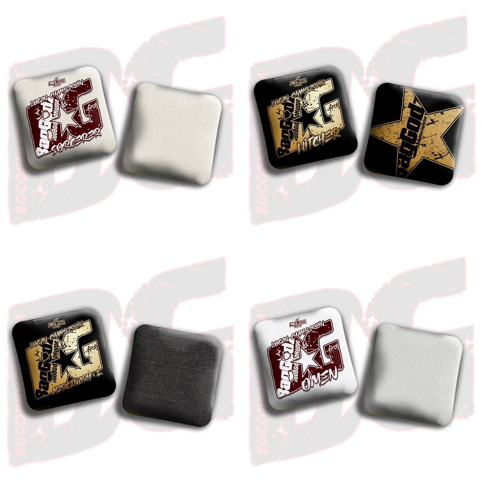 2026 BG Multiple Bag Models  - "Logan Chamberlain” - ACL Pro Stamped Cornhole Bags - SET OF 4 BAGS