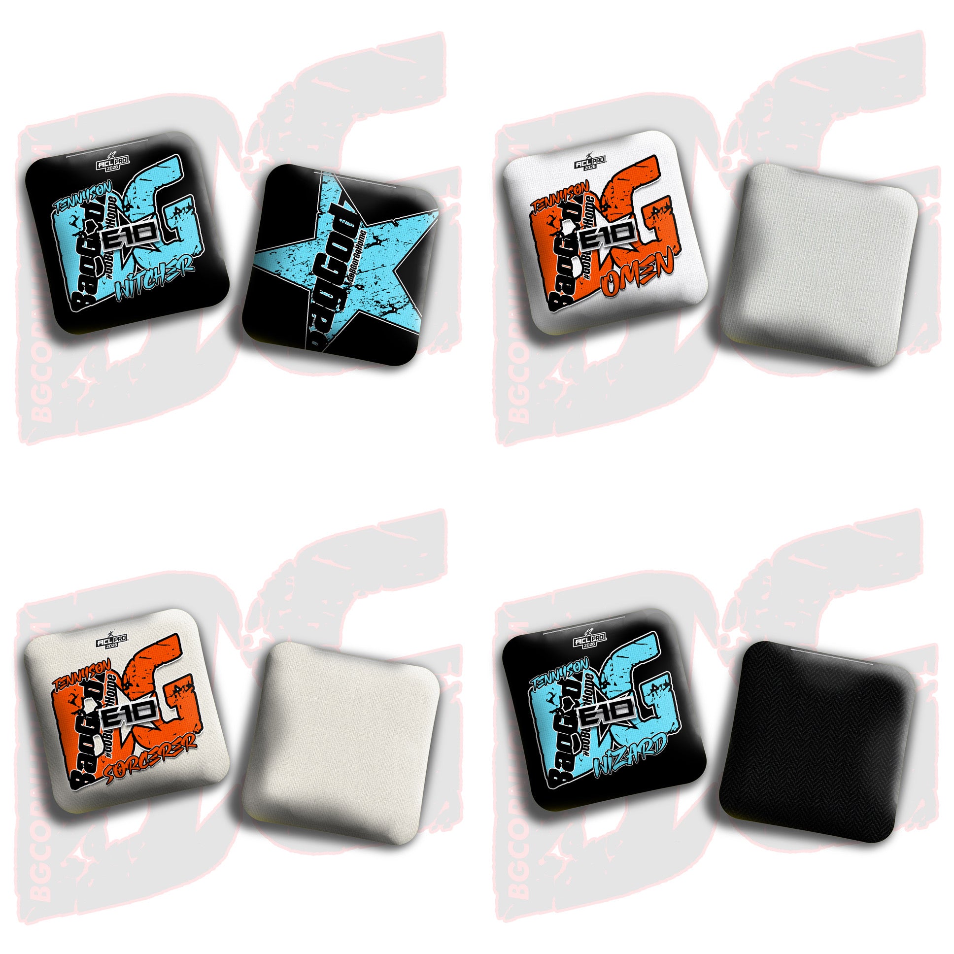 2026 BG Multiple Bag Models - "Elizabeth Tennyson” - ACL Pro Stamped Cornhole Bags - SET OF 4 BAGS