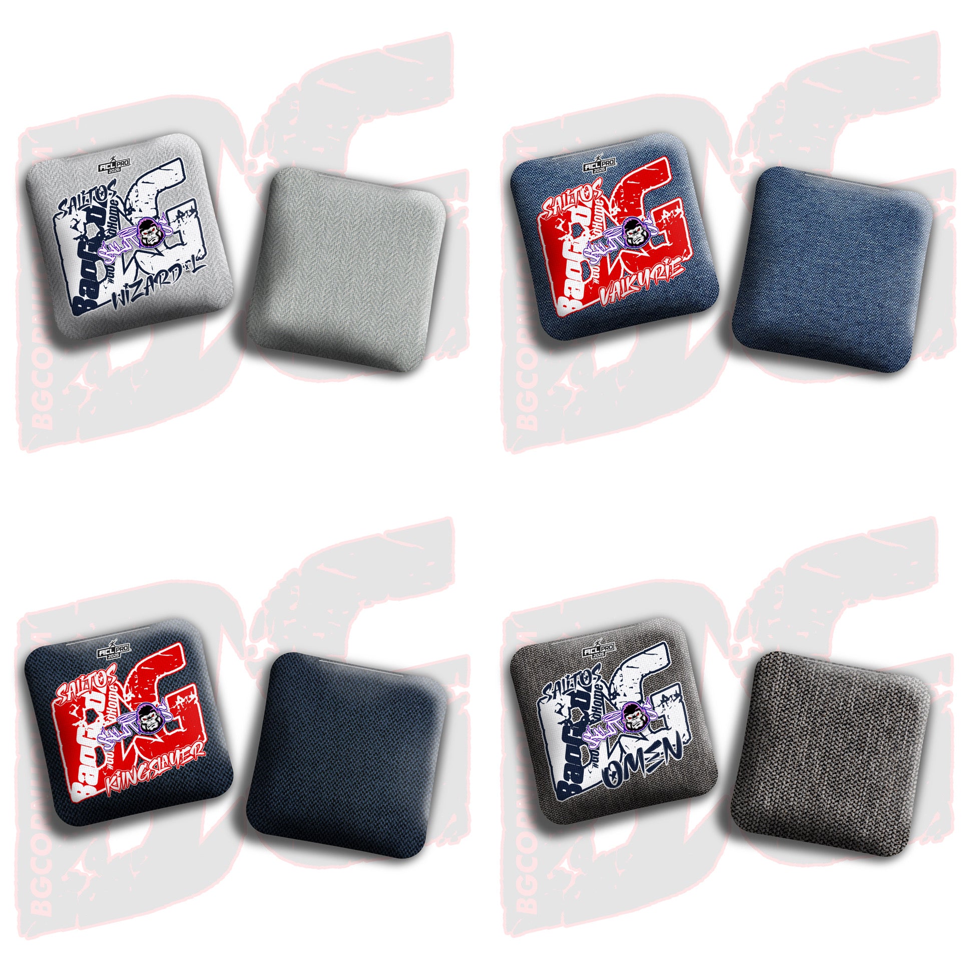 2026 BG Multiple Bag Models  - "Sal Sandoval” - ACL Pro Stamped Cornhole Bags - SET OF 4 BAGS