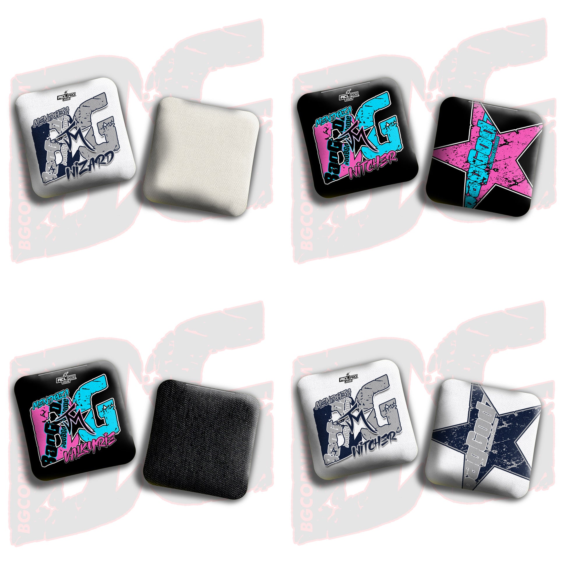 2026 BG Multiple Bag Models  - "John Mendoza” - ACL Pro Stamped Cornhole Bags - SET OF 4 BAGS