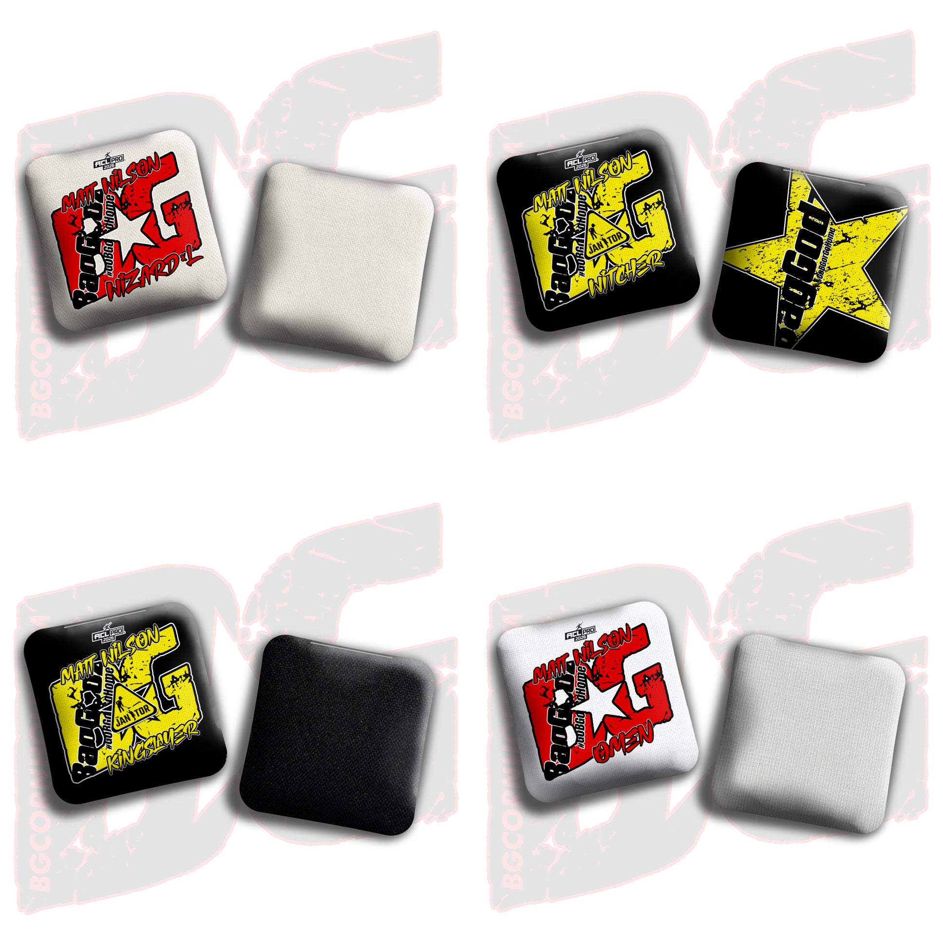 2026 BG Multiple Bag Models  - "Matt Wilson” - ACL Pro Stamped Cornhole Bags - SET OF 4 BAGS