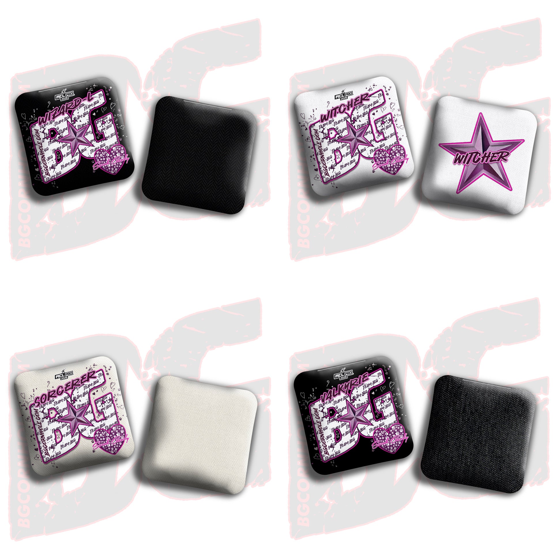 2026 BG Multiple Bag Models  - "Sarah Cassidy” - ACL Pro Stamped Cornhole Bags - SET OF 4 BAGS