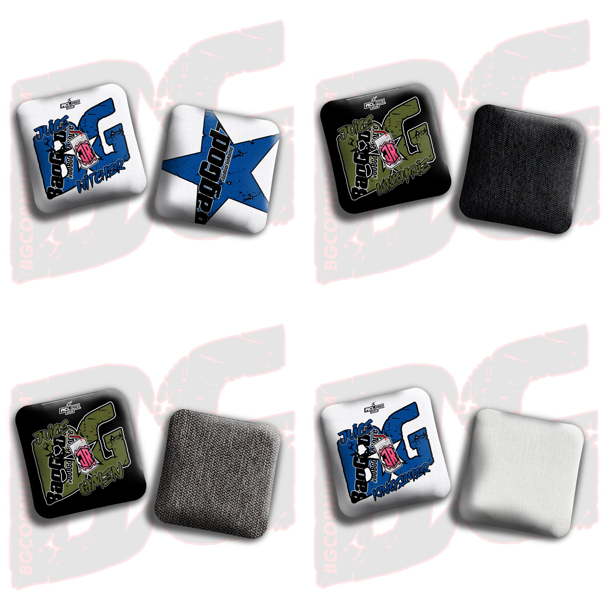 2026 BG Multiple Bag Models  - "Julius Reyes Jr” - ACL Pro Stamped Cornhole Bags - SET OF 4 BAGS