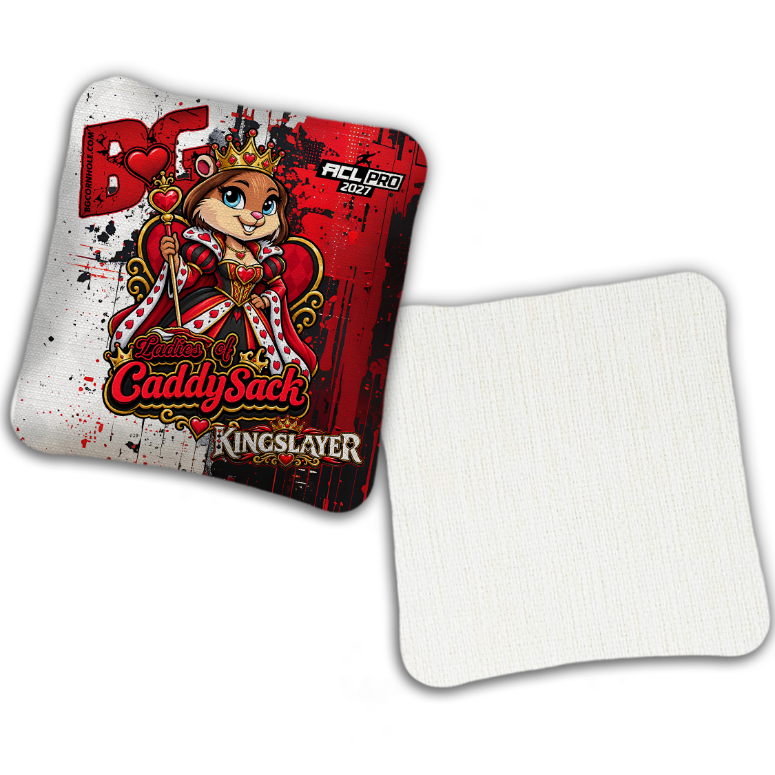 2027 Multiple Bag Models  "CaddySack Queen of Hearts” Collab - ACL Pro Stamped Cornhole Bags - SET OF 4 BAGS