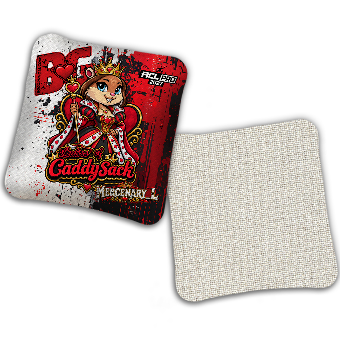 2027 Multiple Bag Models  "CaddySack Queen of Hearts” Collab - ACL Pro Stamped Cornhole Bags - SET OF 4 BAGS