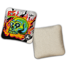 Load image into Gallery viewer, 2026 BG Multiple Bag Models - "DB Skull and Flames” Dirty Bags Collab - ACL Pro Stamped Cornhole Bags - SET OF 4 BAGS