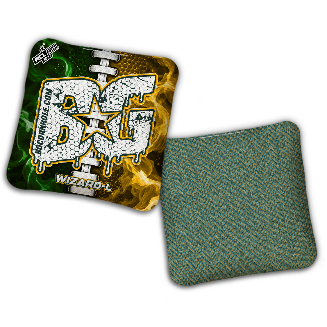 2027 BG Multiple Bag Models "Green Bay Split Lace" - ACL Pro Stamped Cornhole Bags