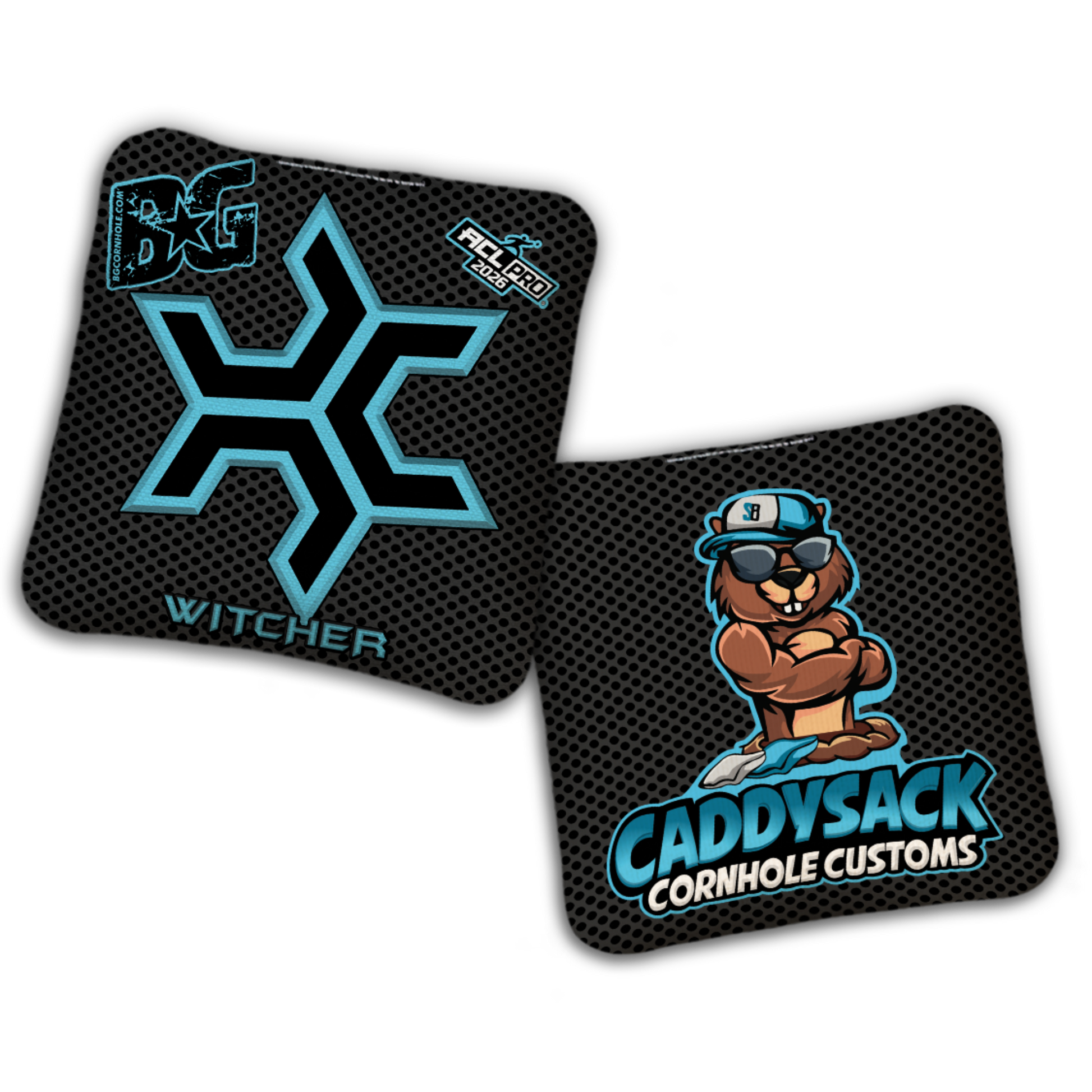2027 Multiple Bag Models  "CaddySack Carbon Fiber” Collab - ACL Pro Stamped Cornhole Bags - SET OF 4 BAGS
