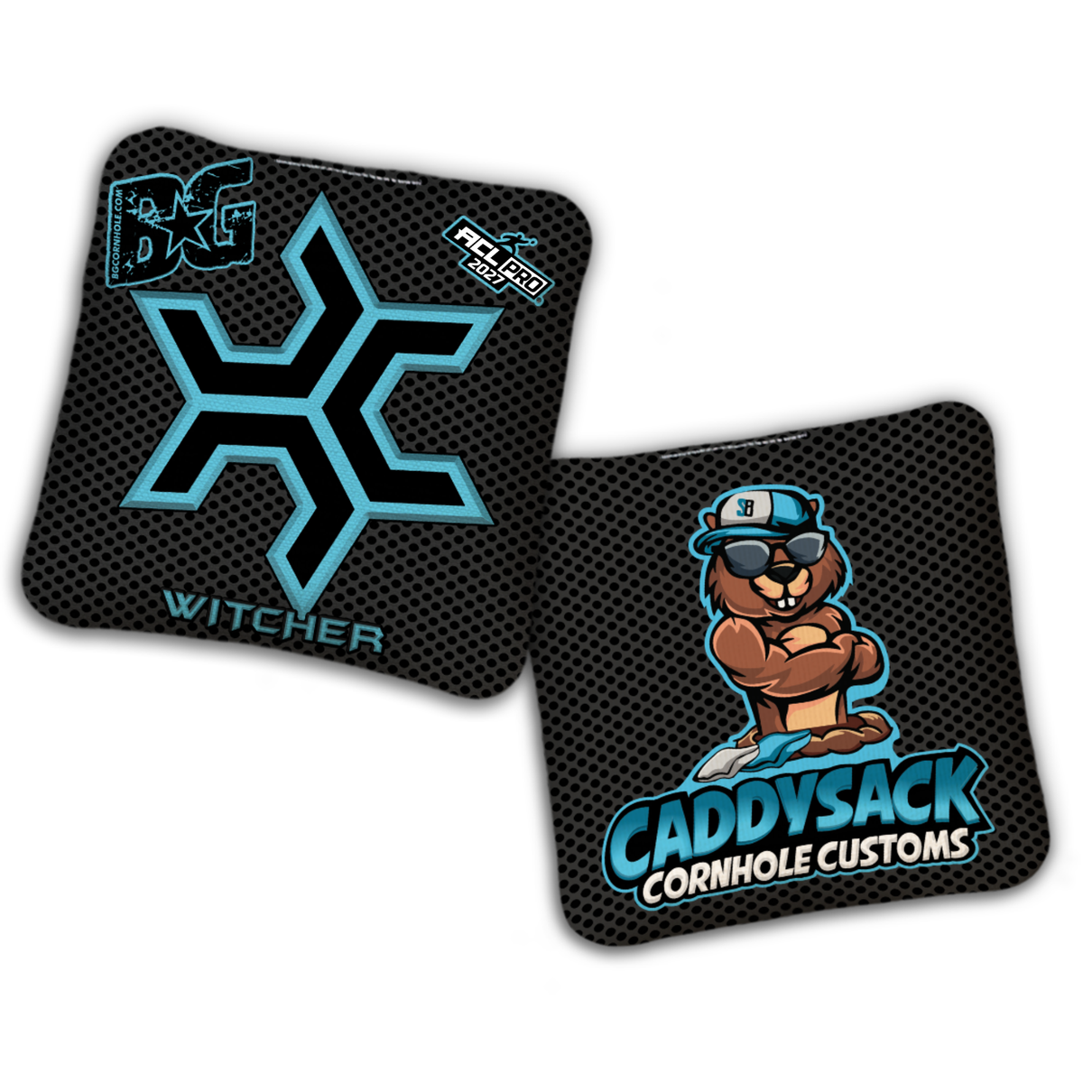 2027 Multiple Bag Models  "CaddySack Carbon Fiber” Collab - ACL Pro Stamped Cornhole Bags - SET OF 4 BAGS