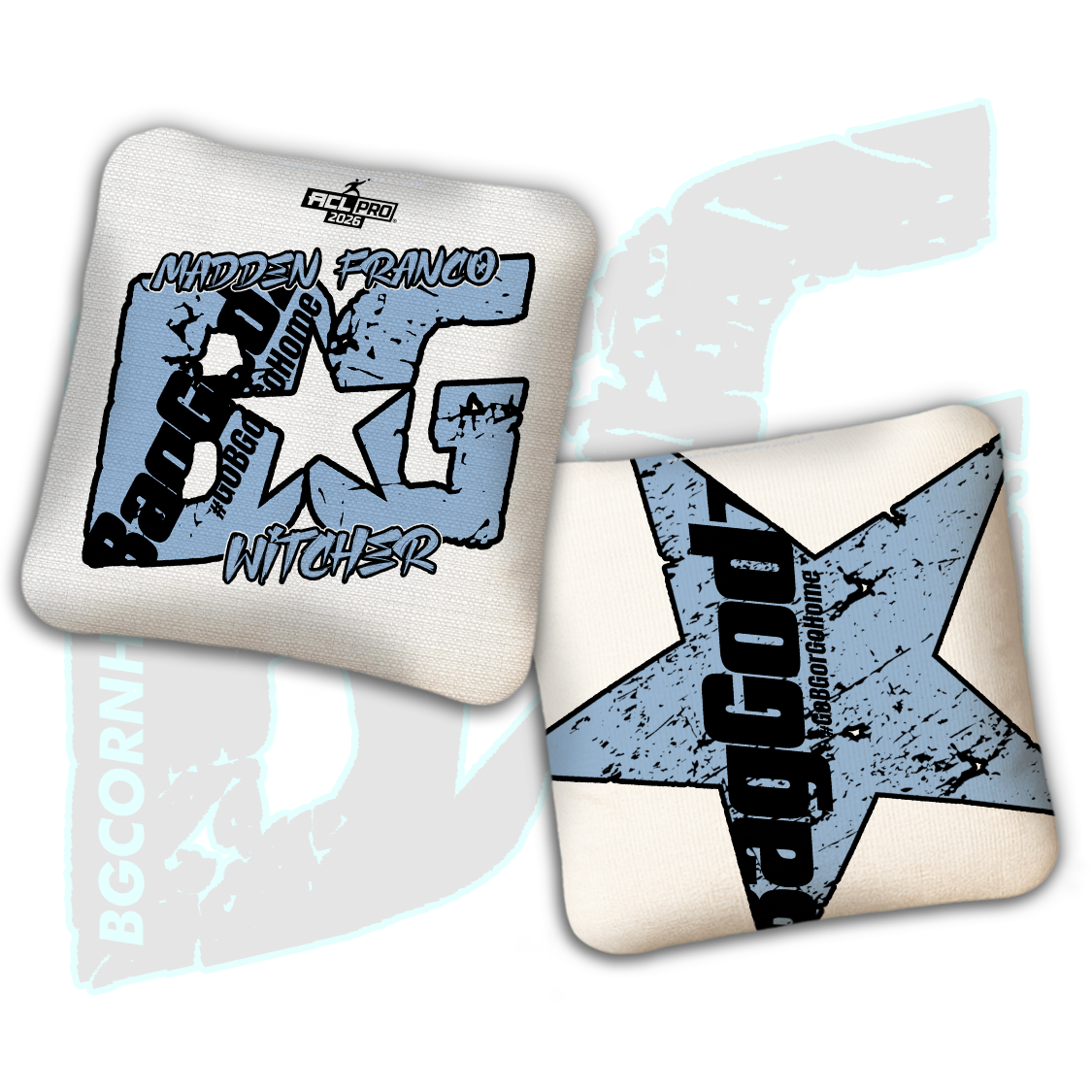 2026 BG Multiple Bag Models  - "Madden Franco” - ACL Pro Stamped Cornhole Bags - SET OF 4 BAGS