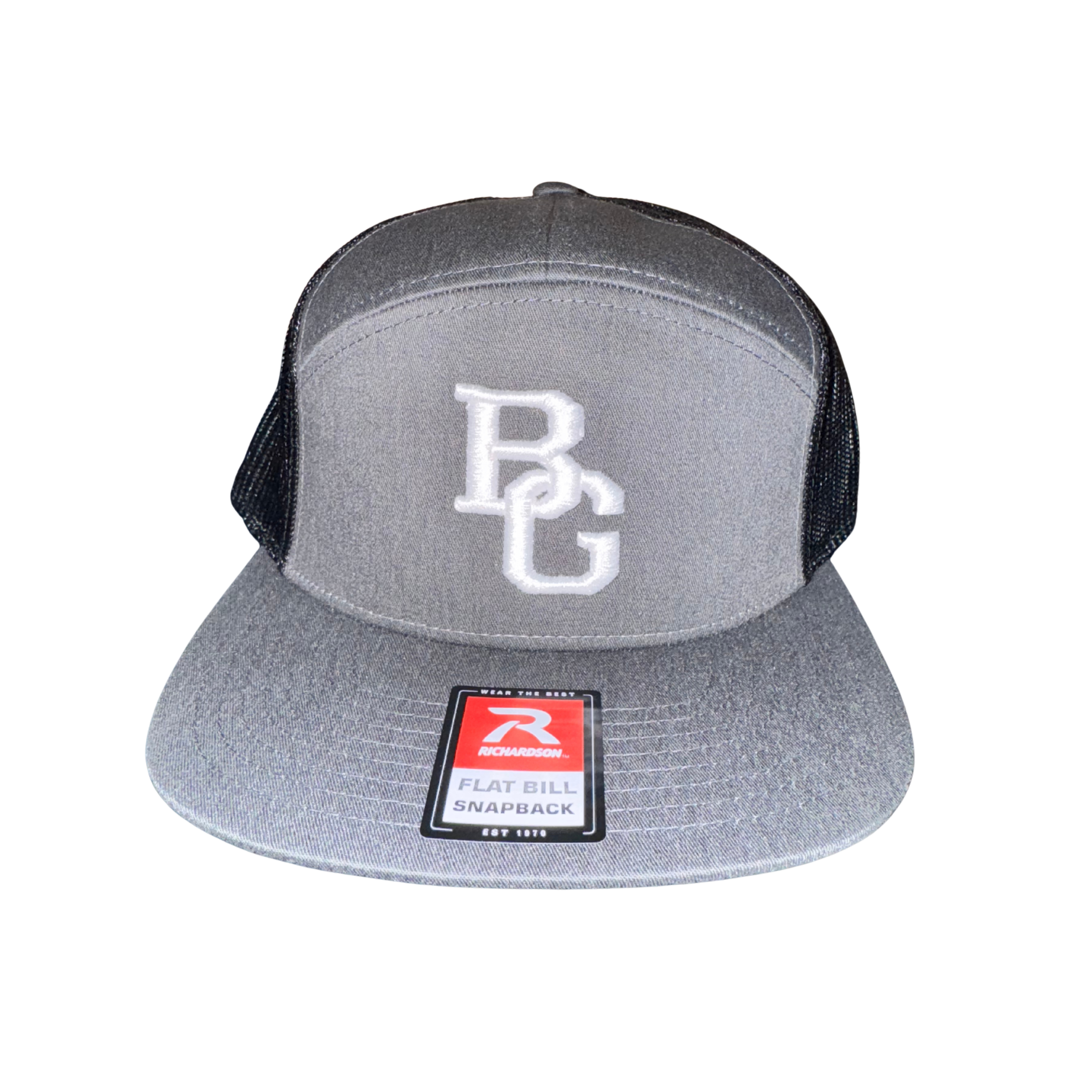 SnapBack Flat Bill 7 Panel Hat - Charcoal