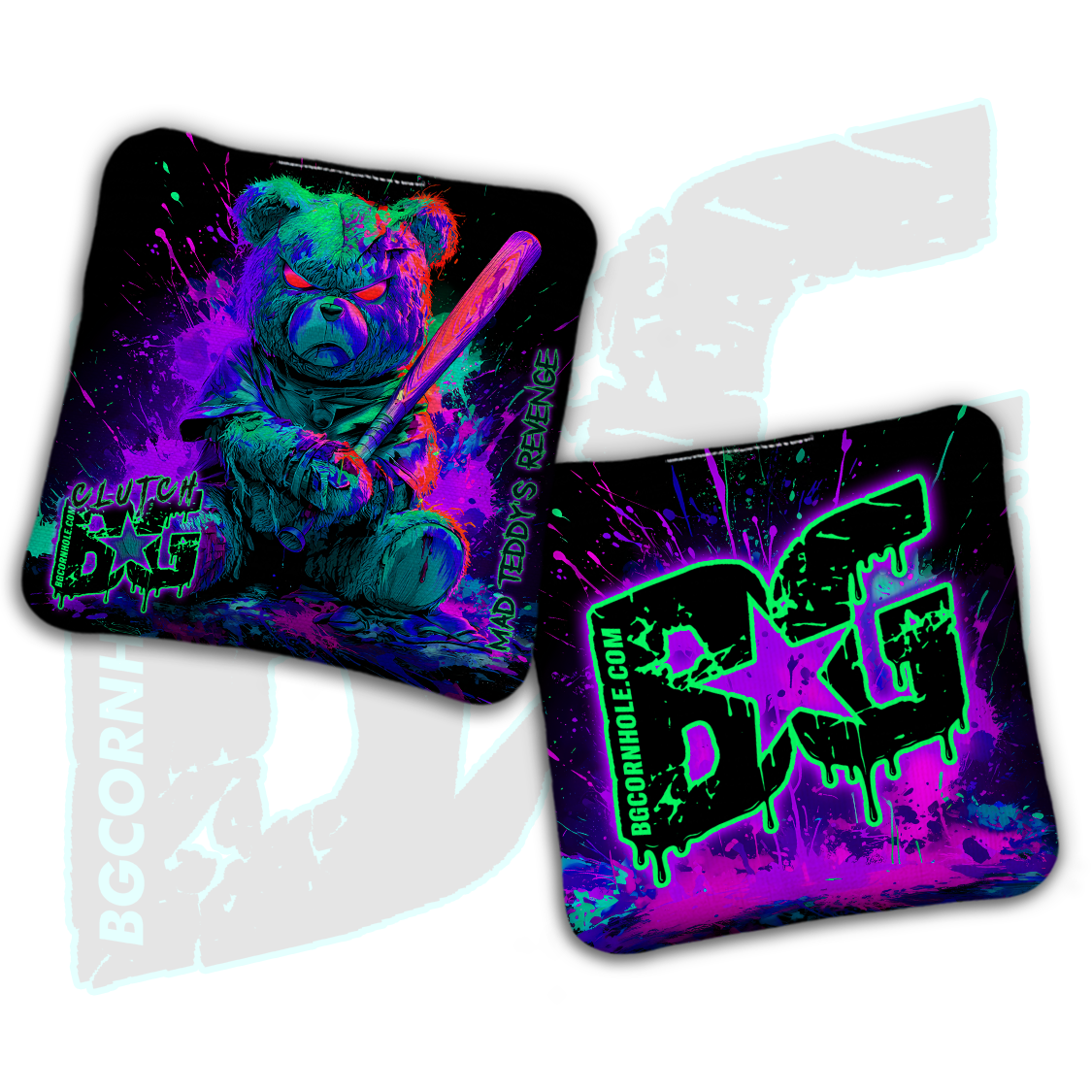 BG Clutch  - “Mad Teddy's Revenge” - Non Stamped Cornhole Bags - SET OF 4 bags