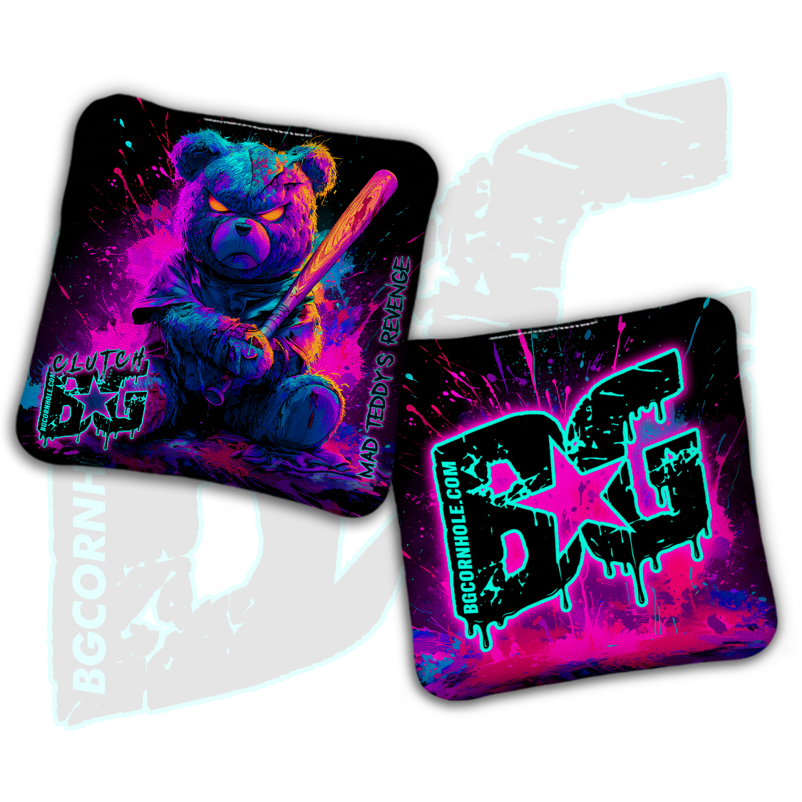 BG Clutch  - “Mad Teddy's Revenge” - Non Stamped Cornhole Bags - SET OF 4 bags
