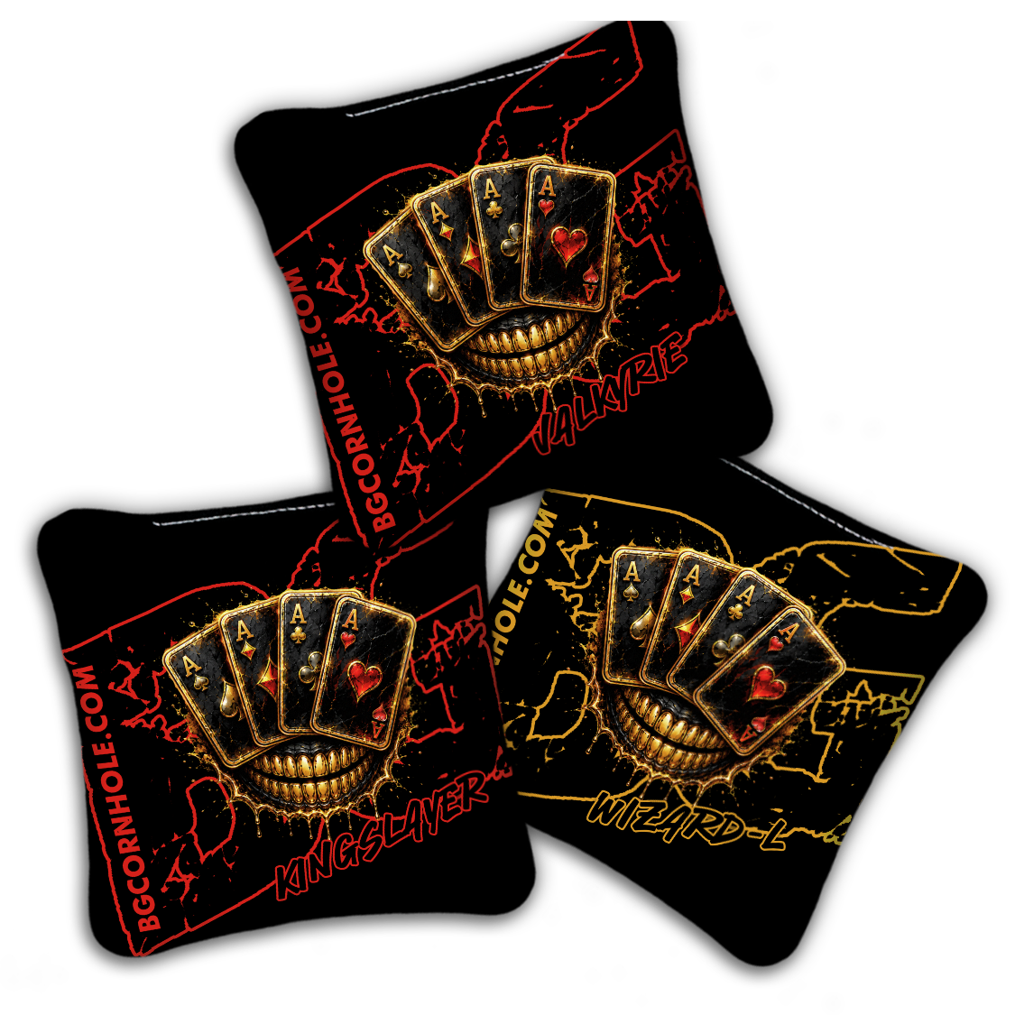 UNSTAMPED BG Multiple Bag Models "DEAD MANS HAND " - Cornhole Bags - SET OF 4 BAGS