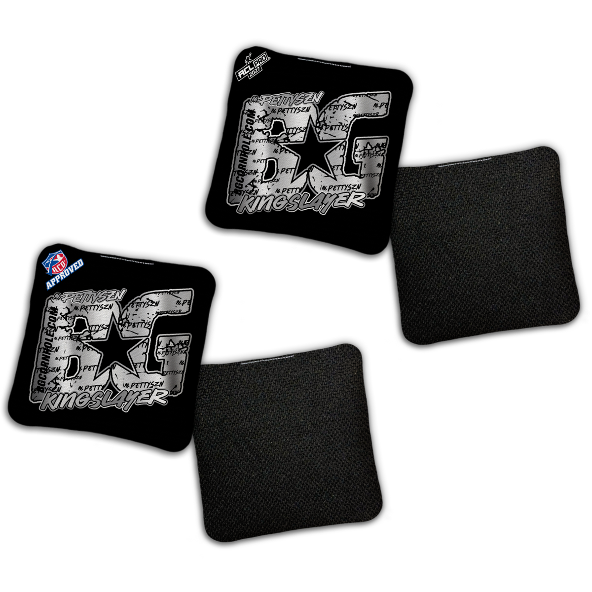 2027 ACL/ACO BUNDLE - BG Multiple Bag Models "PETTYSZN" - Pro Stamped Cornhole Bags - 2 SETS OF 4 BAGS