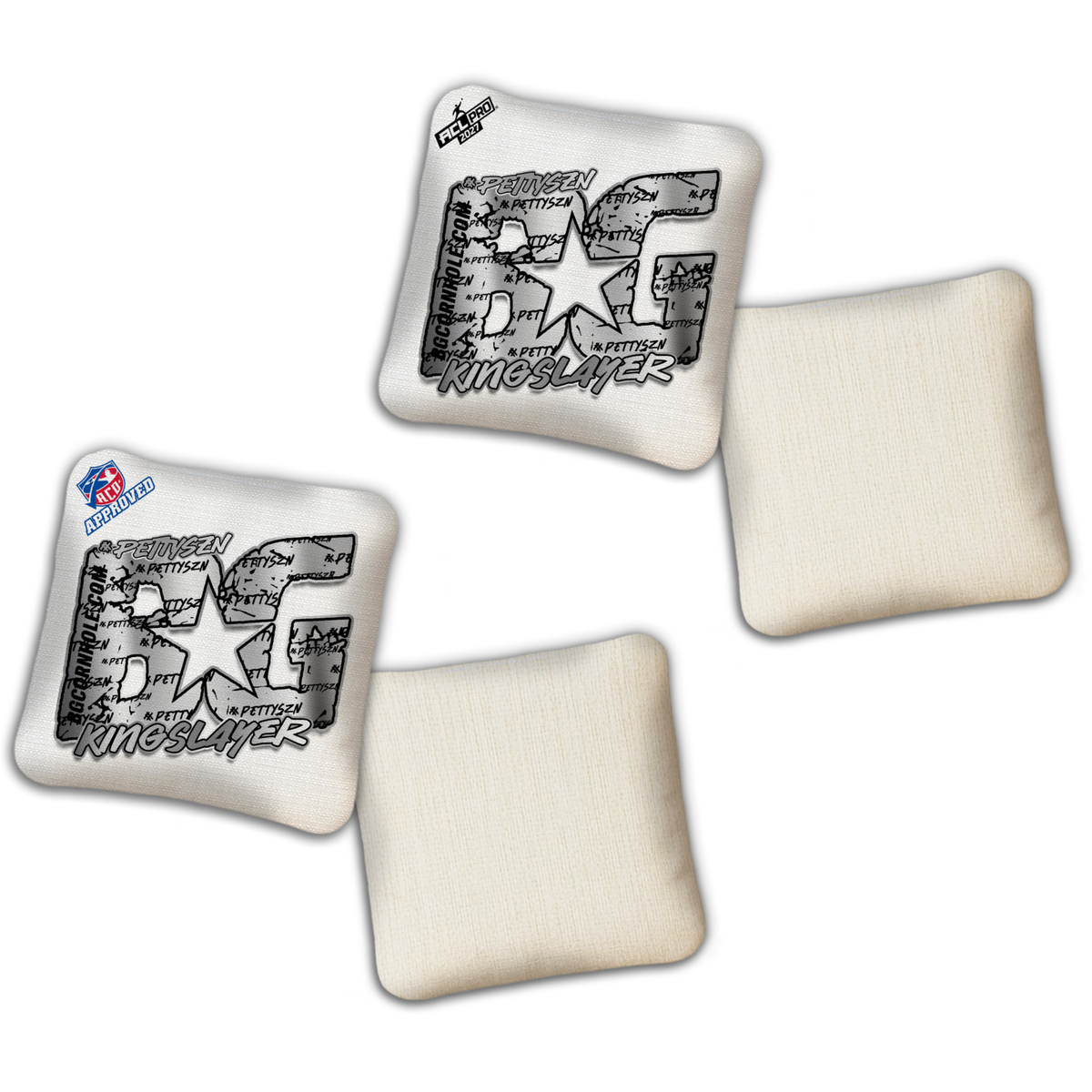 2027 ACL/ACO BUNDLE - BG Multiple Bag Models "PETTYSZN" - Pro Stamped Cornhole Bags - 2 SETS OF 4 BAGS