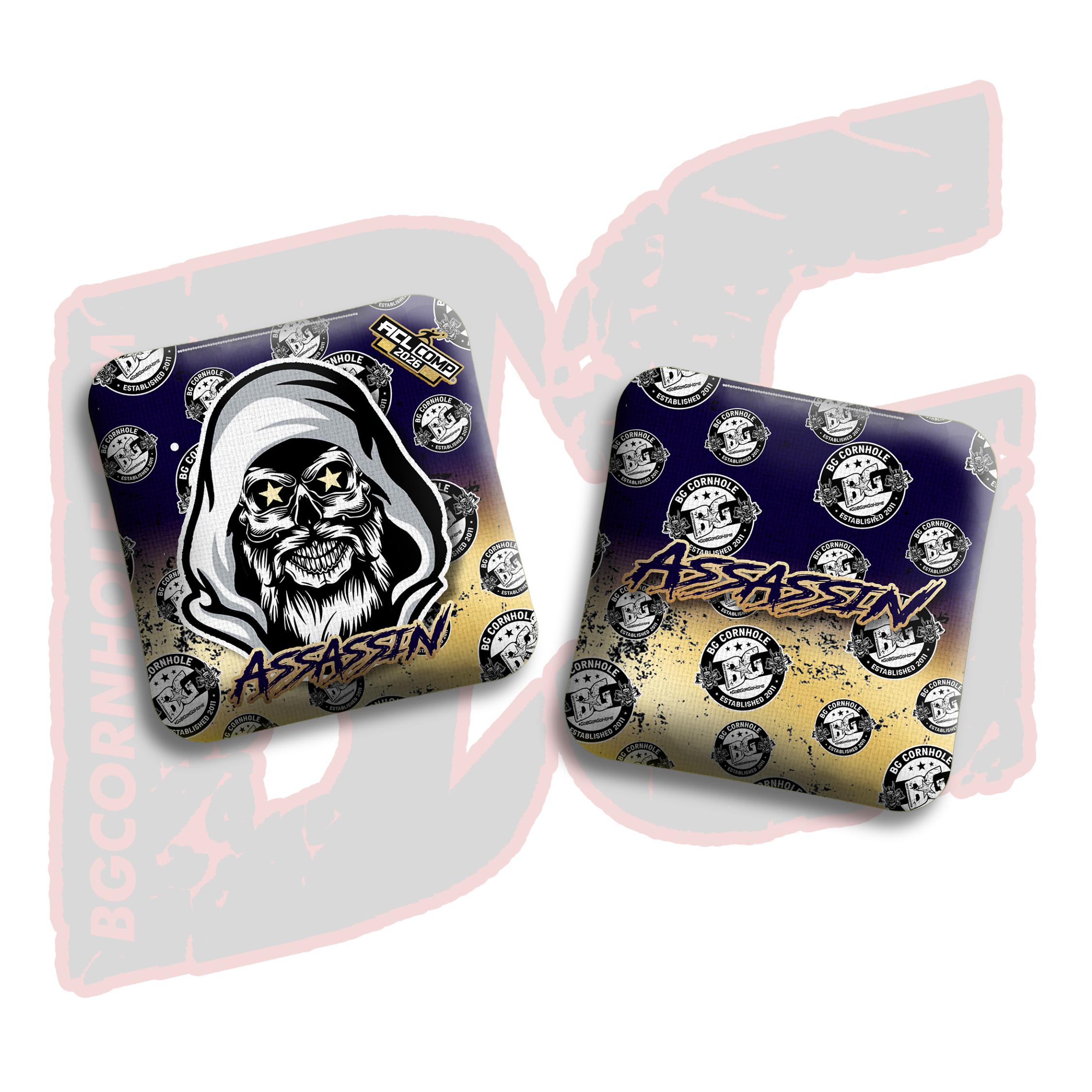 2026 BG Comp Assassin - "Logo Repeat" - ACL Comp Stamped Cornhole Bags - SET OF 4 BAGS