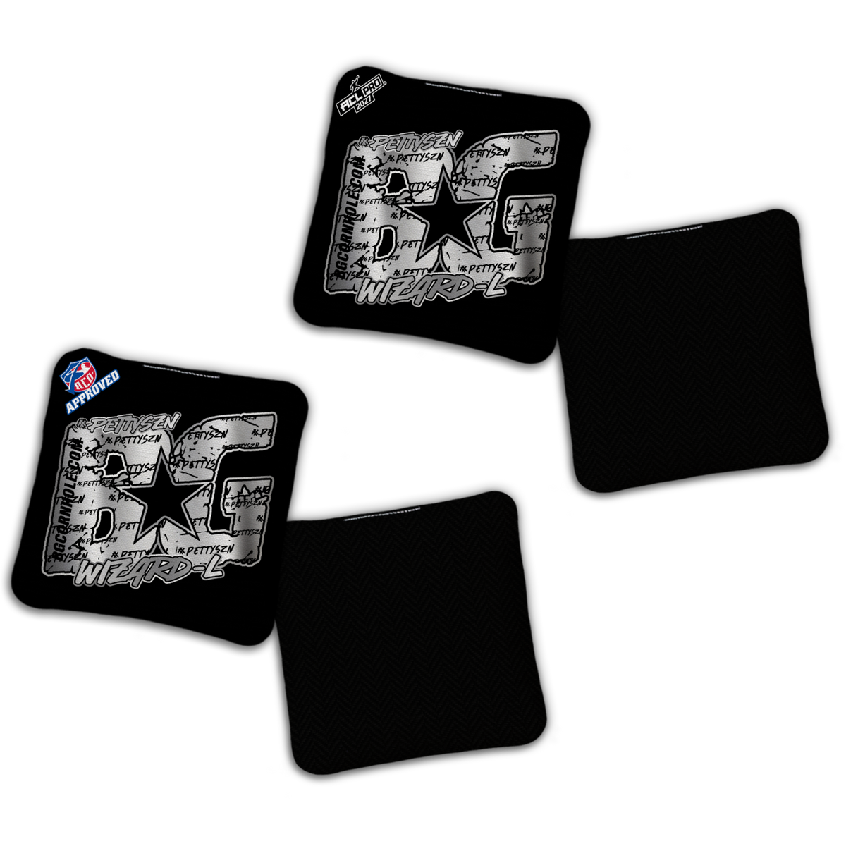 2027 ACL/ACO BUNDLE - BG Multiple Bag Models "PETTYSZN" - Pro Stamped Cornhole Bags - 2 SETS OF 4 BAGS